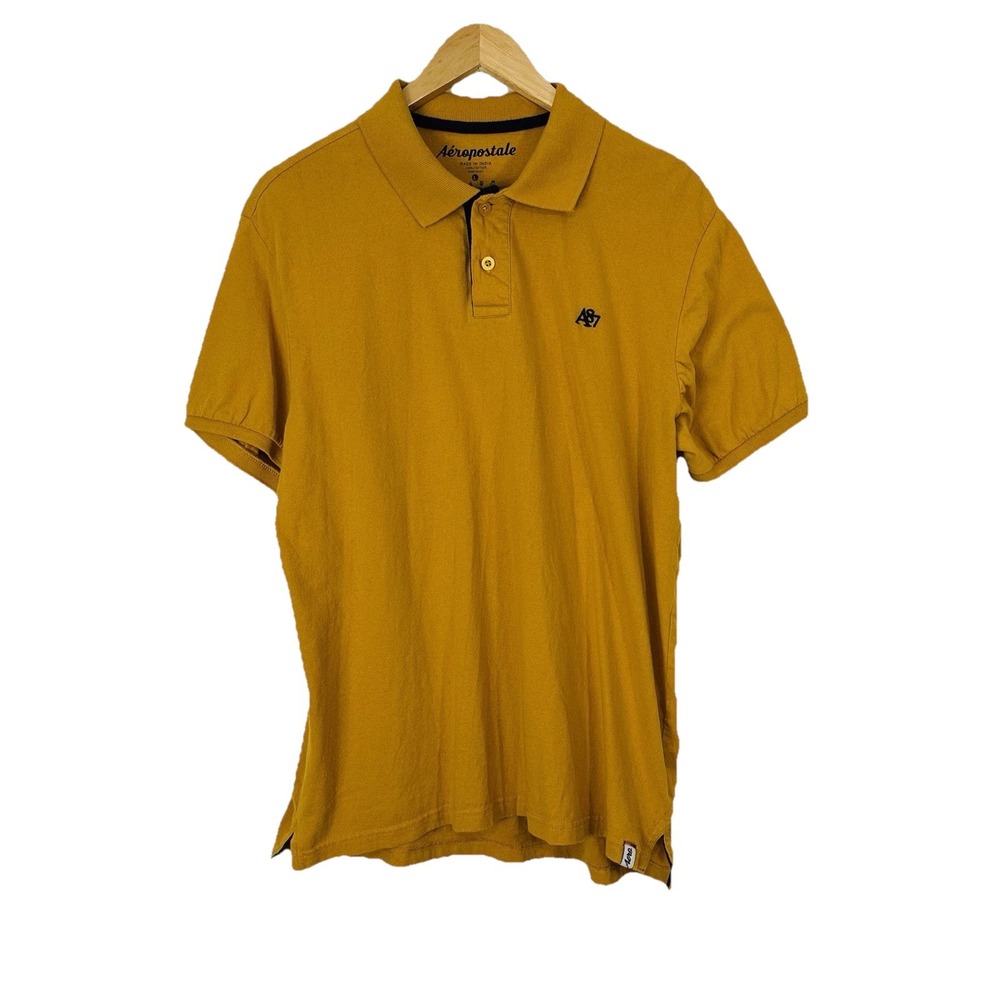 Aeropostale Polo Shirt Men's Logo Front Hit Mustard Yellow Y2K 90s Preppy A87
